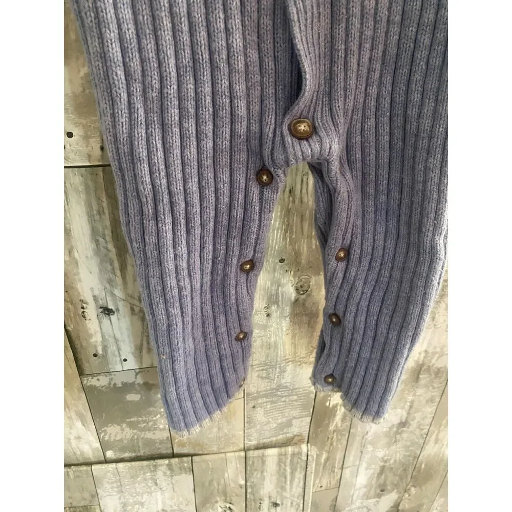 Baby B'gosh blue sweater one piece with sherpa hood 24M